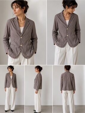 Comme des Garçons SHIRT Crinkled Cotton Blazer Jacket Size L France NWT